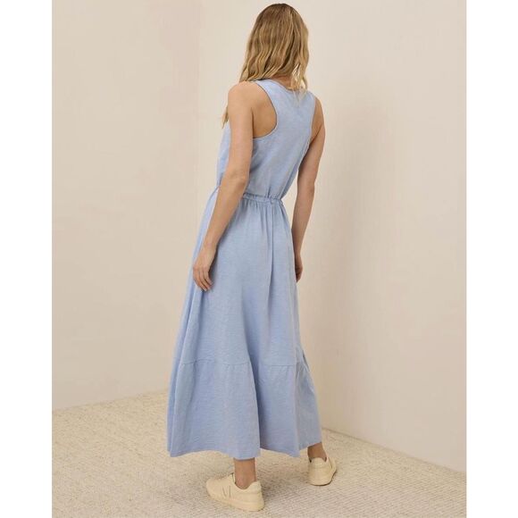 Pact Organic Cotton‎ Relaxed Slub Tank Maxi Dress Light Blue Size L - Picture 2 of 12